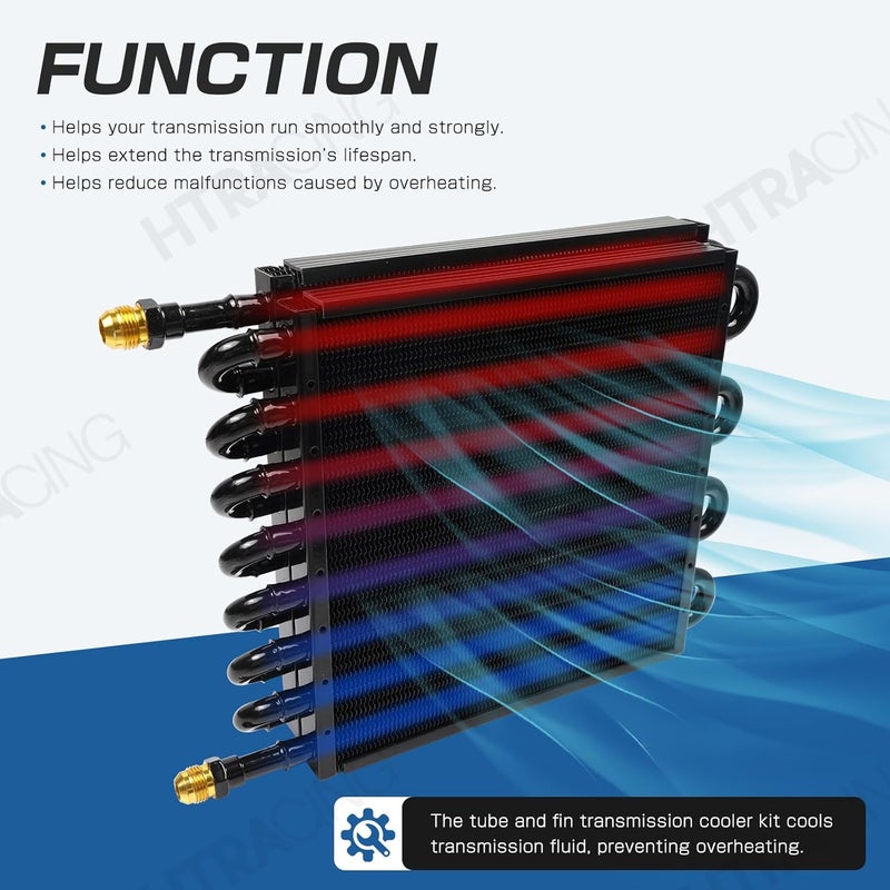 HTRACING 16 Row 8AN 1/2" Transmission Cooler Kit, Air-Compressor Aftercooler, Dual Pass Tube and Fin Universal - Image 4